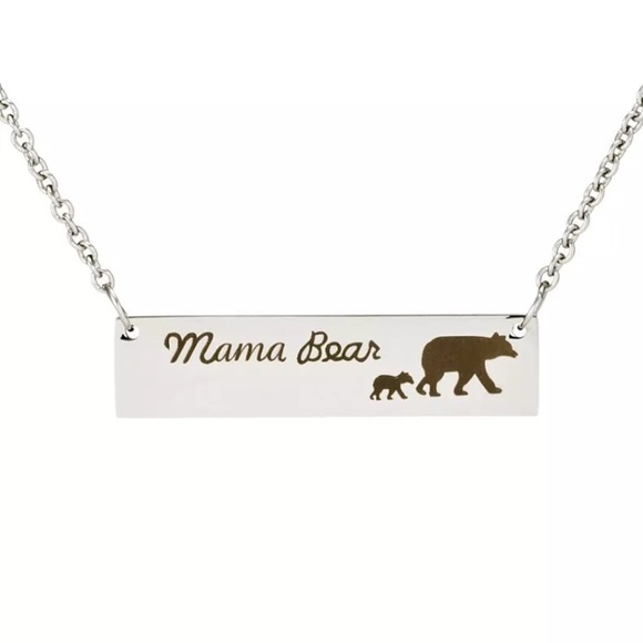 Mama Bear Stainless Steel Bar Necklace - Picture 5 of 7